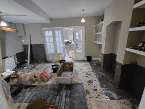 Damp proofing works to masonry wall Raynes Park London SW20